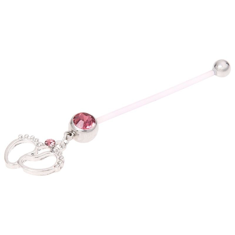 Flexible Pregnancy Maternity Belly Navel Bar Ring Body Piercing Baby Feet