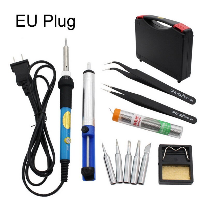 Soldador eléctrico de temperatura ajustable 220V 60W enchufe de la UE soldadura Estación de Reparación lápiz de calor 5 uds herramienta de reparación de puntas: 8pcs
