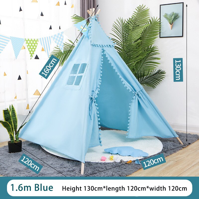 1.6M Children's Tent Wigwam House For Children Foldable Kids Playhouse Tipi Infantil Baby Child Teepee Tent For Kids: XM-WG-003-1.6-Blue