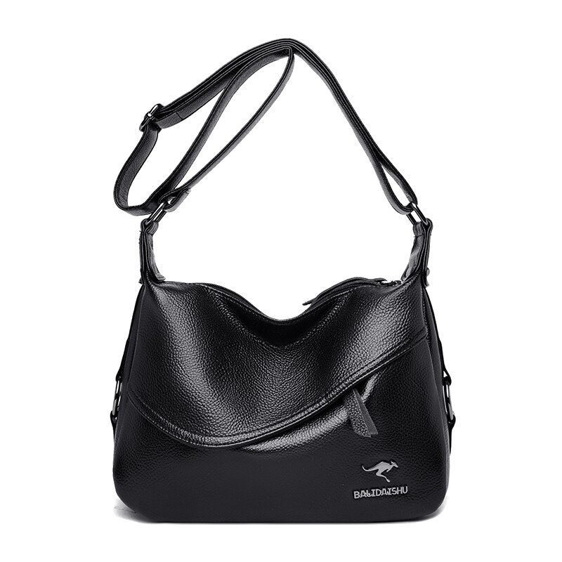 Couleur Unie Doux En Cuir PU Sacs À Bandoulière pour Femmes Dames Sac de Banlieue Décontracté Sac À Bandoulière: Black