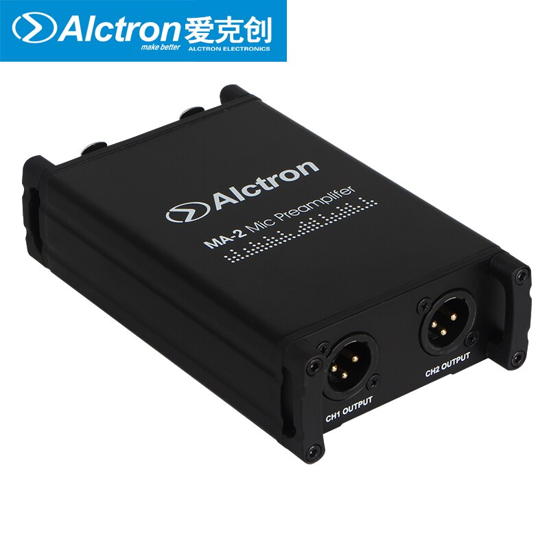 Mikrofon forforstærker alctron ma -2 dual channel dynamisk/passiv aluminiumbånd mikrofonforstærker