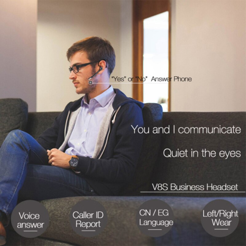 LYMOC V8S meilleurs écouteurs Bluetooth casques sans fil écouteurs voiture oreille crochet micro mains libres pour la conduite/affaires/bureau/entraînement