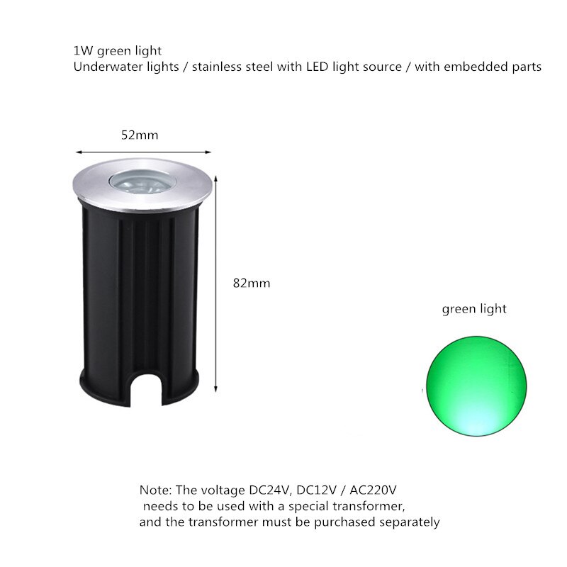 Valonheitin 12v ulkovaloa puutarhan värillinen kohdevalo mini led spotti 12v puutarhavalaisin led  ip68 vedenpitävä  dc24v maanalainen valo: Vihreä / 1w dc12v
