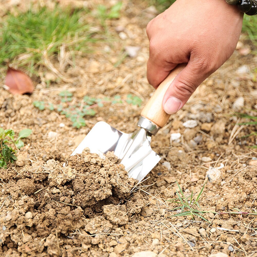 Stainless Steel Garden Shovel Flower Planting Shovel With Wooden Handle Gardening Mini Hand Tools Gardening Shovel Garden Tool