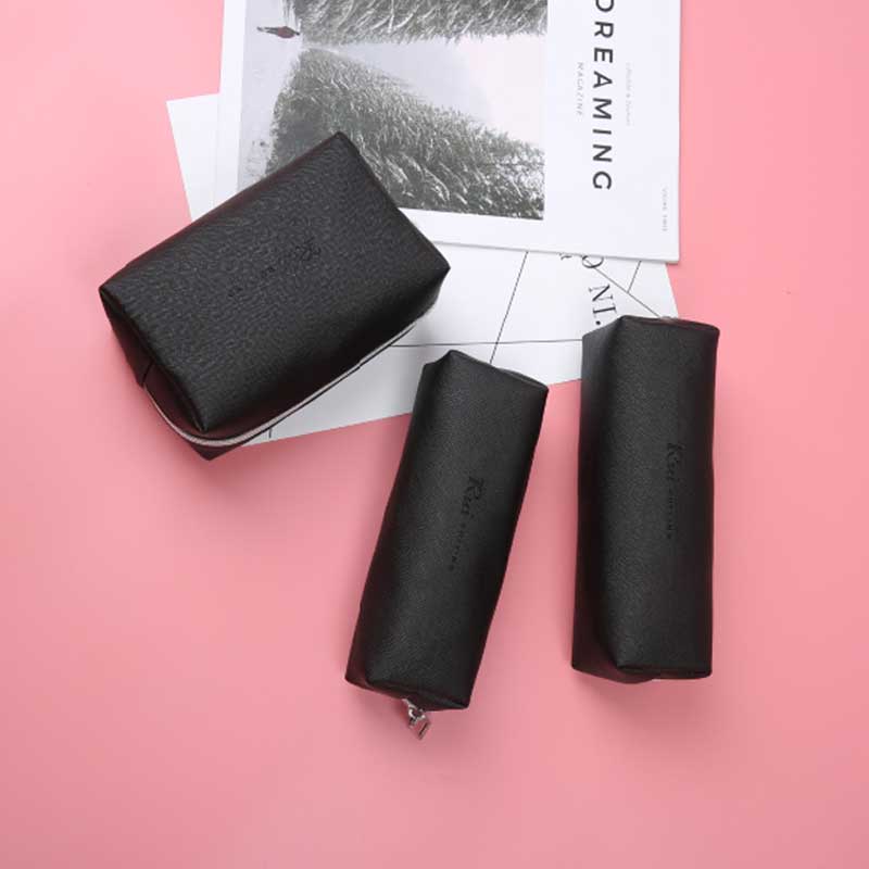 Black Pencil Case For Girls School PU Leather Pencil Case Big Capacity Pencil Bag Pencilcase School Supplies Stationery