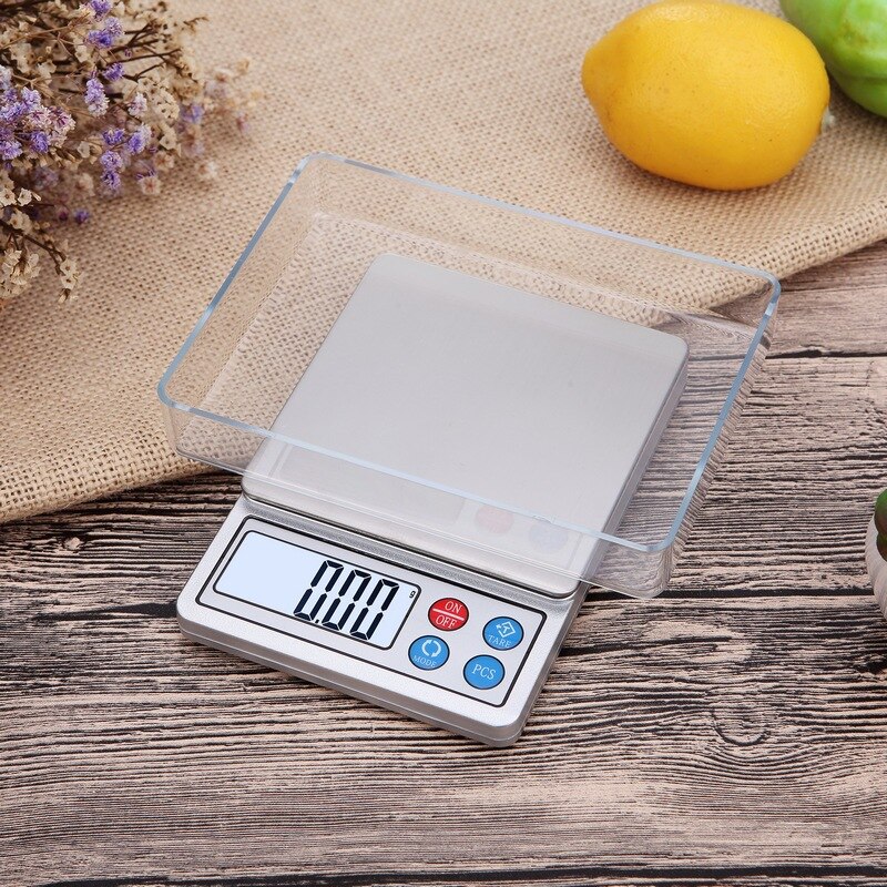Bærbar digital elektronisk vægt køkken mad vægt balance vægt rustfrit stål smykker vægt 600g ~ 3kg/0.1g 0.01g