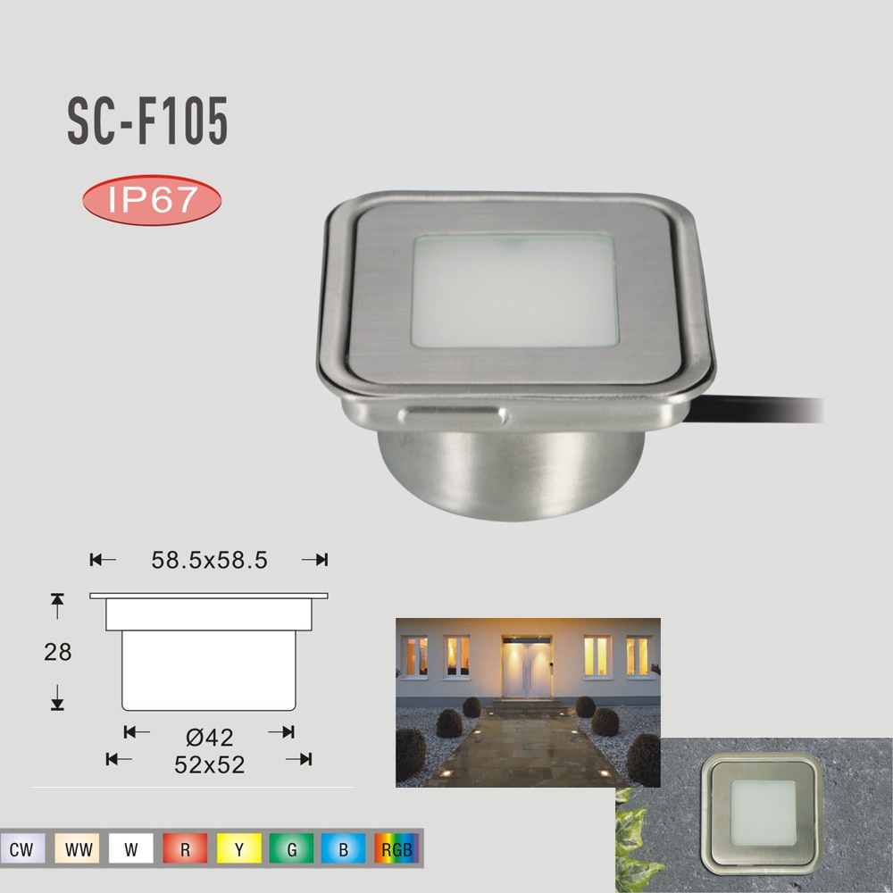 Iluminación empotrada para exteriores, IP67 DC12V 0,6 W, luz decorativa para jardín, adoquines LED SMD, lámparas de escalera con caja de inserción