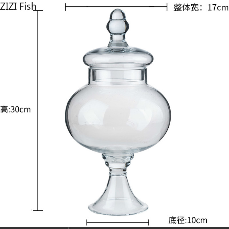 Europæisk transparent glas opbevaringstank med låg husholdningsglas candy jar dekorative bryllupsbanket dekorative candy flaske