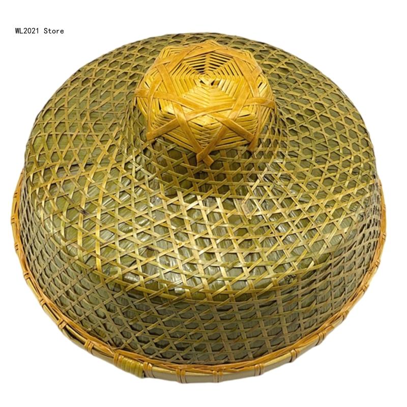 Bamboo Hat Asian Hat Chinese Hat Conical Hat Rice Farmer Hats HandWoven Adult Travel Straw Hat Coolie Hat: Default Title