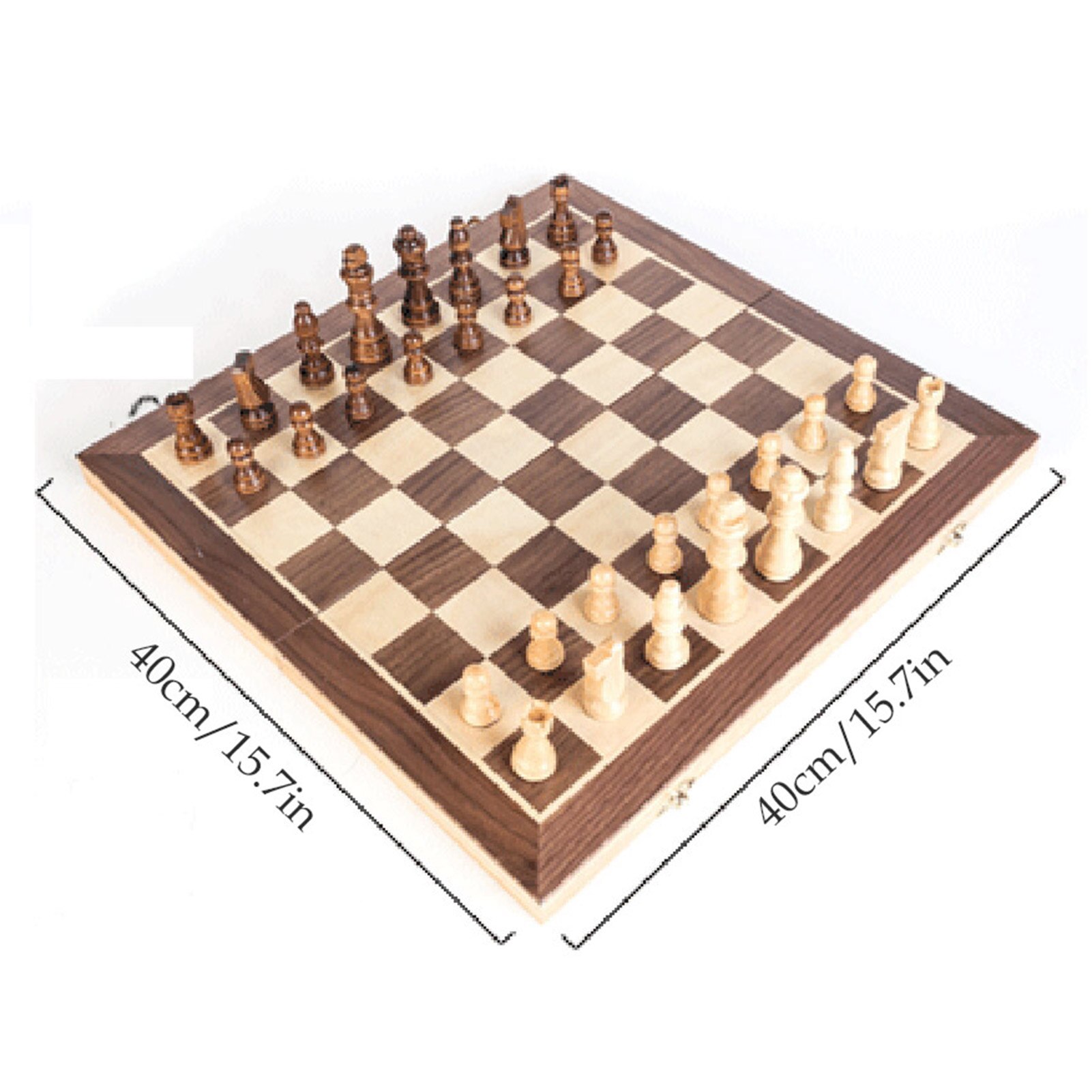 Skakssæt træskakspil foldet skakbræt skakbrikker skakbræt skakbrætspil for voksne: 40cm