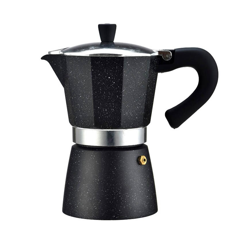 240ml Coffee Maker Aluminum Coffee Machine Electric Heater Stove Coffee Pot Stainless Steel Mocha Pot Stovetop Espresso Kettle: Black(no heater)
