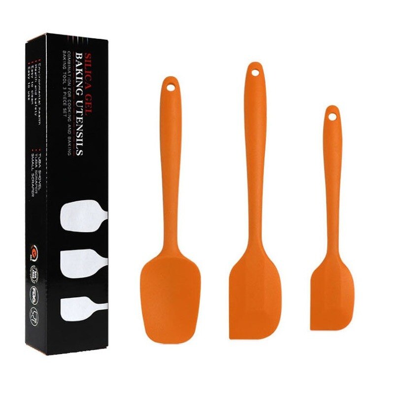 Spatola per pasticceria 3 pezzi per torta piccola spatola in silicone accessori da cucina grandi cucchiaio da cucina spatole in gomma strumenti di cottura: Arancione