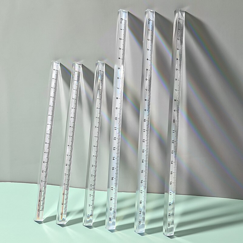 Simple Transparent Triangular Ruler 15cm 20cm Office School Measure 3D Ruler Measuring Cute Rulers School Papeleria