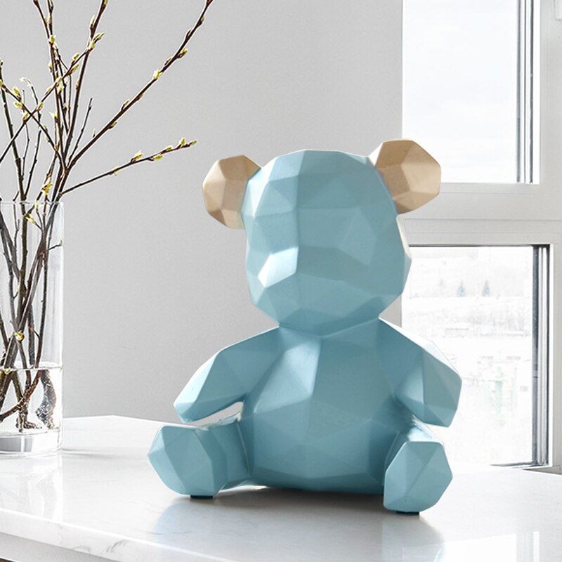 Bære origami statue geometri dyr kunst skulptur harpiks kunstværk stue indretning  l2986
