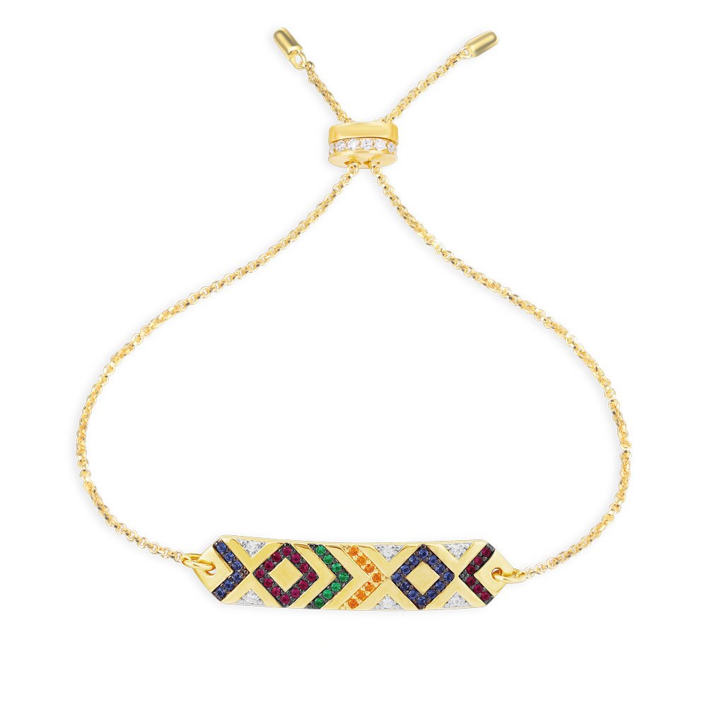 Kakany vedhæng 1: 1,  gule flerfarvede stamme brolagt armbånd med cross damer luksus monaco smykker: Justerbar