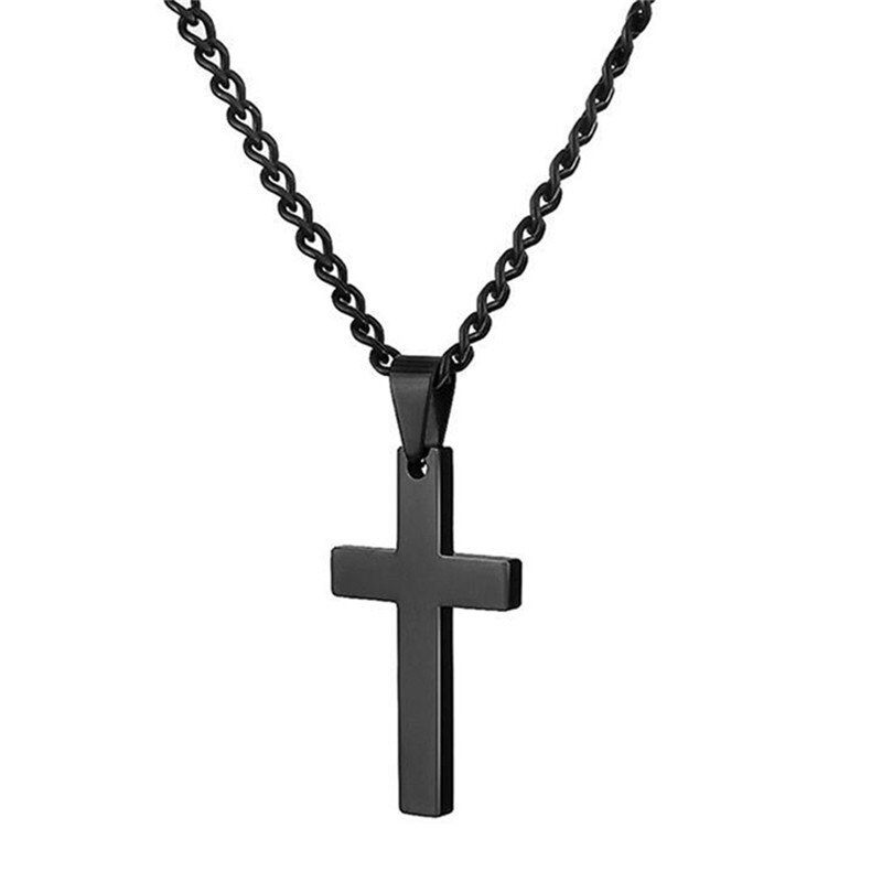 Mannen Ketting Christian Sieraden Vintage Kruis Inri Kruisbeeld Jesus Stuk Hanger & Ketting Goud Kleur Rvs: Black  2