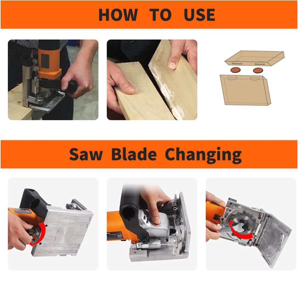 Eu plug 760w kiks jointer elektrisk værktøj træbearbejdning tenoning maskine kiks maskine puzzle maskine groover kobber motor