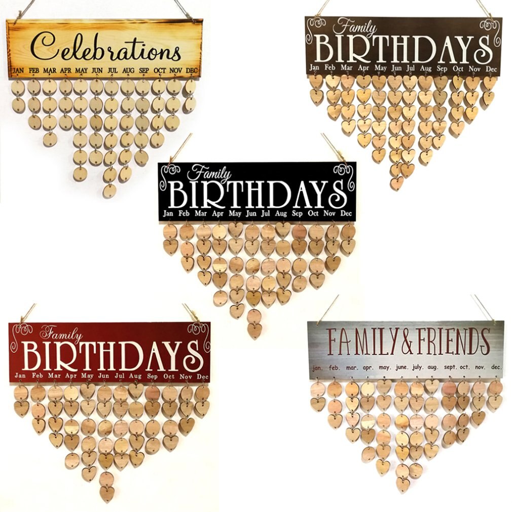 Wooden Family Calendar Message Board Birthday Party Christmas Reminder DIY Birthday Calendar Wooden Board Decor