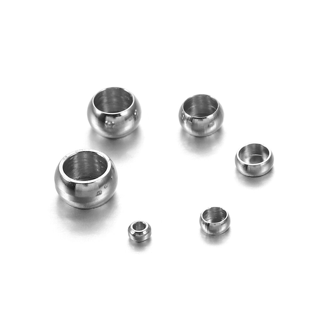 100-120Pcs/lot Stainless steel Round Big Hole Stopper Spacer Crimp Bead Wire Connector For DIY Jewelry Making Accessory Supplies