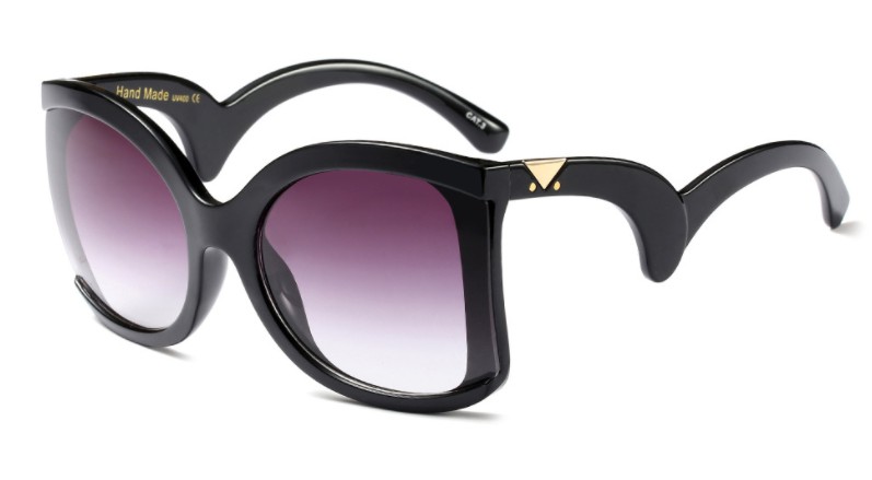 CCSPACE 6 couleurs 42g lunettes de soleil yeux de chat femmes lunettes de pliage jambes lunettes créateur femme dégradé nuances 45309: C4 black