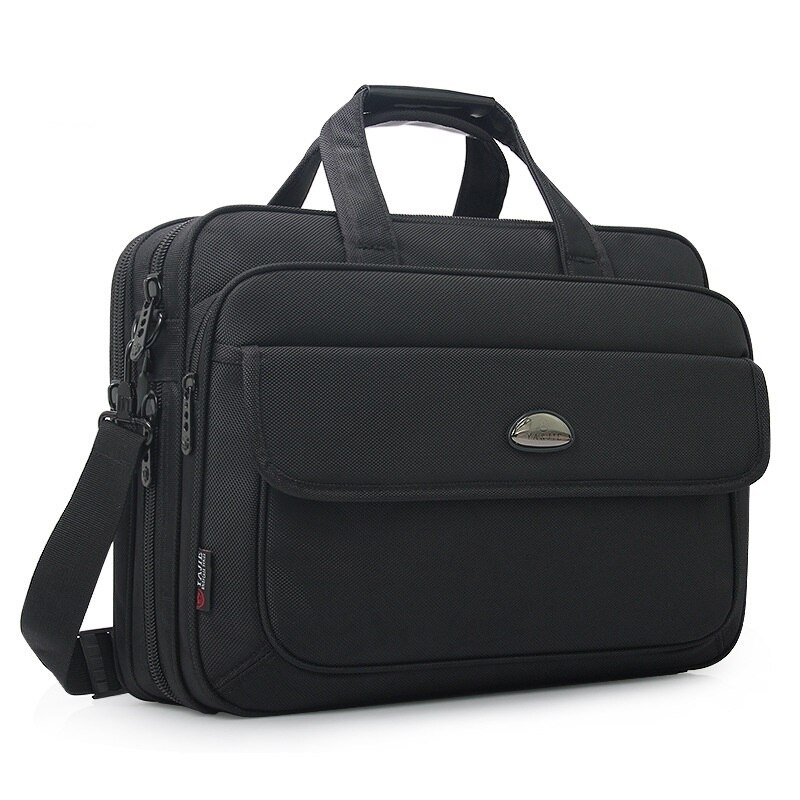 Brand Business 15.6 inch Laptop Waterproof Oxford Men Large Capacity Shoulder Strap Black Briefcase