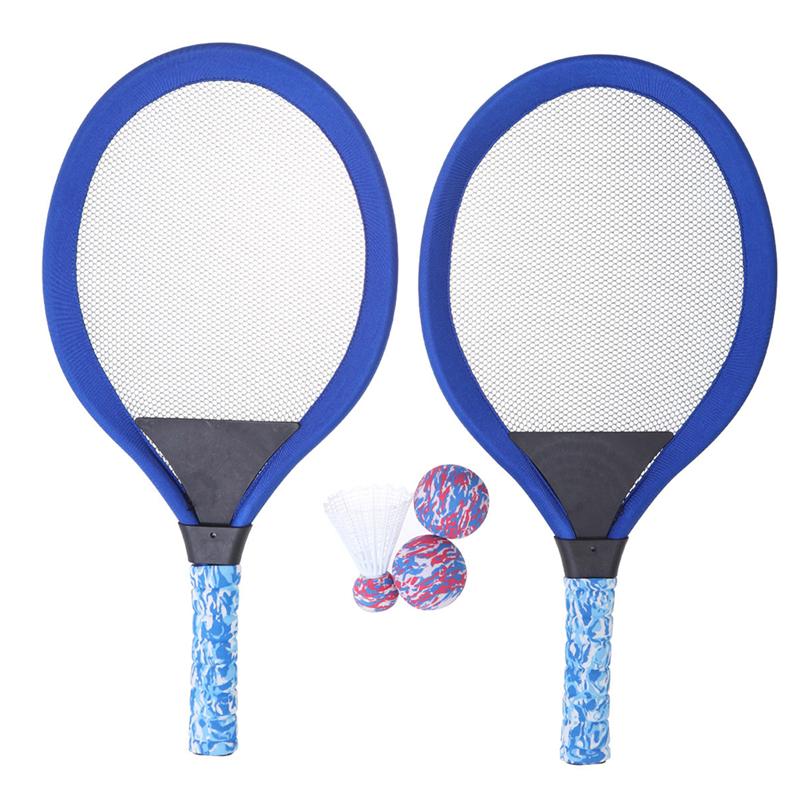 2 sett barn sports tennisracket utendørs racket sports strand tennis racket sett (blå rund racket, blå oval racket): Blå