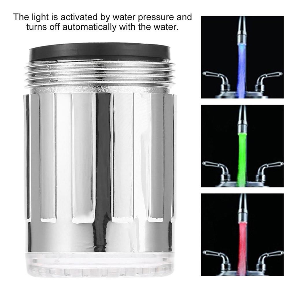 Lyser upp led vattenkran bytande glöd kök dusch kranvatten sparande nyhet självlysande kran munstycke huvud badrumslampa
