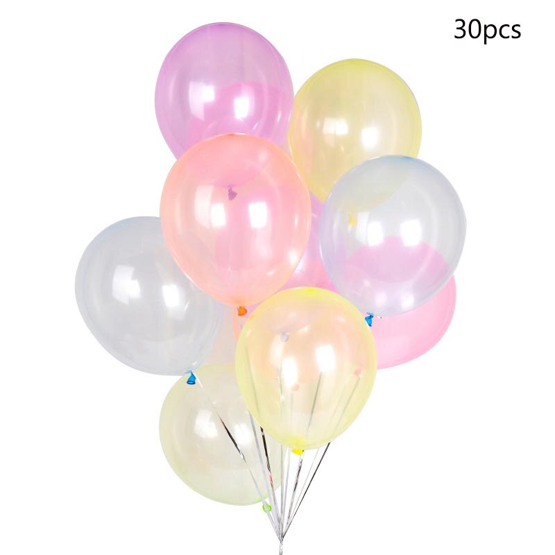 30pcs Crystal Pastel Balloons Transparent Party Latex Ballon Round Helium Air Globos Birthday Wedding Decoration Supplies: mix