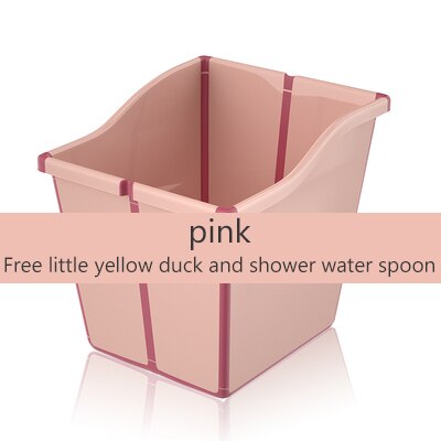 Folding Bathtub Swimming Pool Freestanding Bathtub Bath Bucket Portable Toddler Kids Infant Safety Shower Slide Protection: Pink