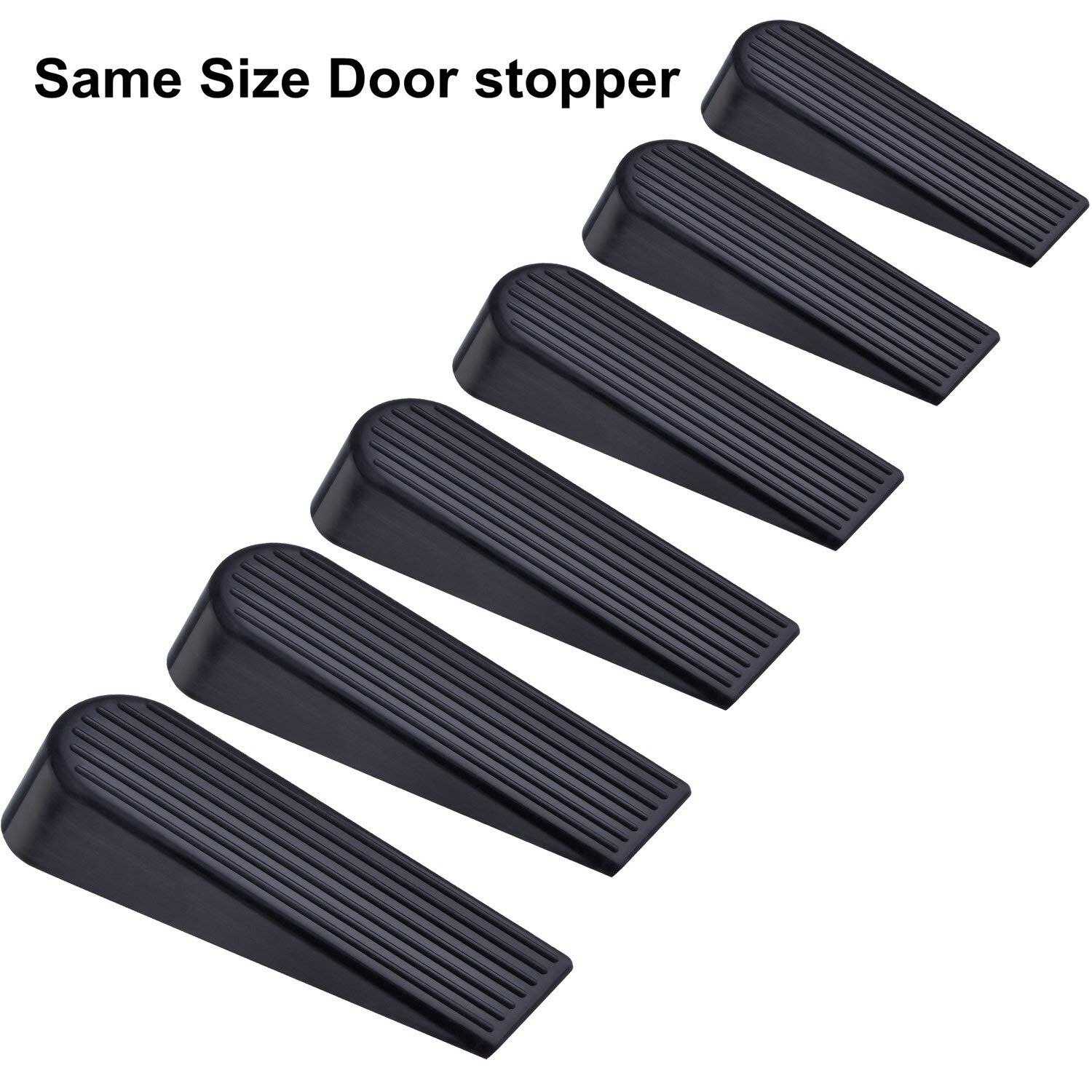 6 Pack Door Stop Wedges Black Rubber Door Stoppers for Home and Office