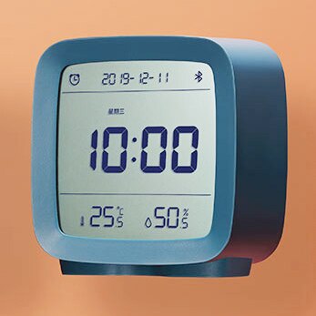 Xiaomi-reloj despertador ClearGrass con Bluetooth, Termómetro Digital, control de temperatura y humedad, luz nocturna, 3 en 1: Azul