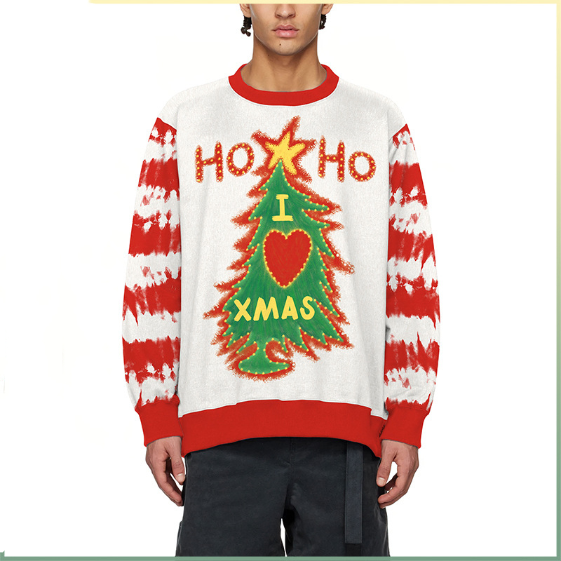 Christmas Clothing Christmas Tree Striped Digital Printing Clothing Couple Sweater