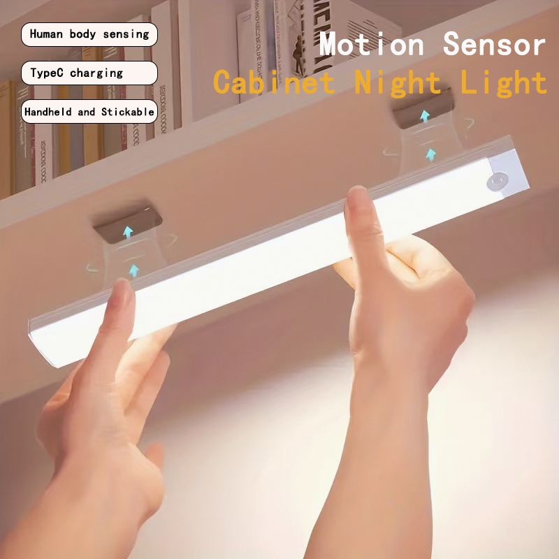 2 st trådlös led-ljusramp med rörelsesensor, uppladdningsbar magnetisk nattlampa för korridor, köksskåp, trappor, garderob