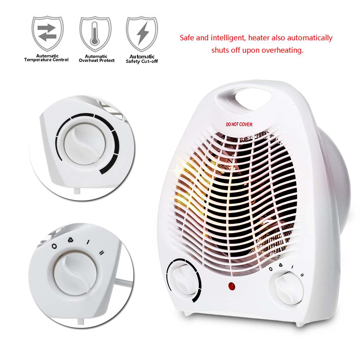 2000w elektrische kachelventilatoren voor thuiskantoor, desktop, warmeluchtverwarmer, 3 standen, instelbaar, stil, snel verwarmend, thermostaat
