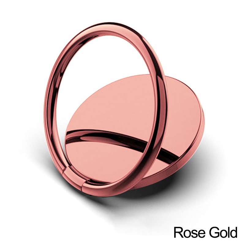 Magnetic rotabl mobile phone holder stand for iPhone Samsung Car Metal finger ring phone stand bracket car phone holder bracket: A-Rose Gold