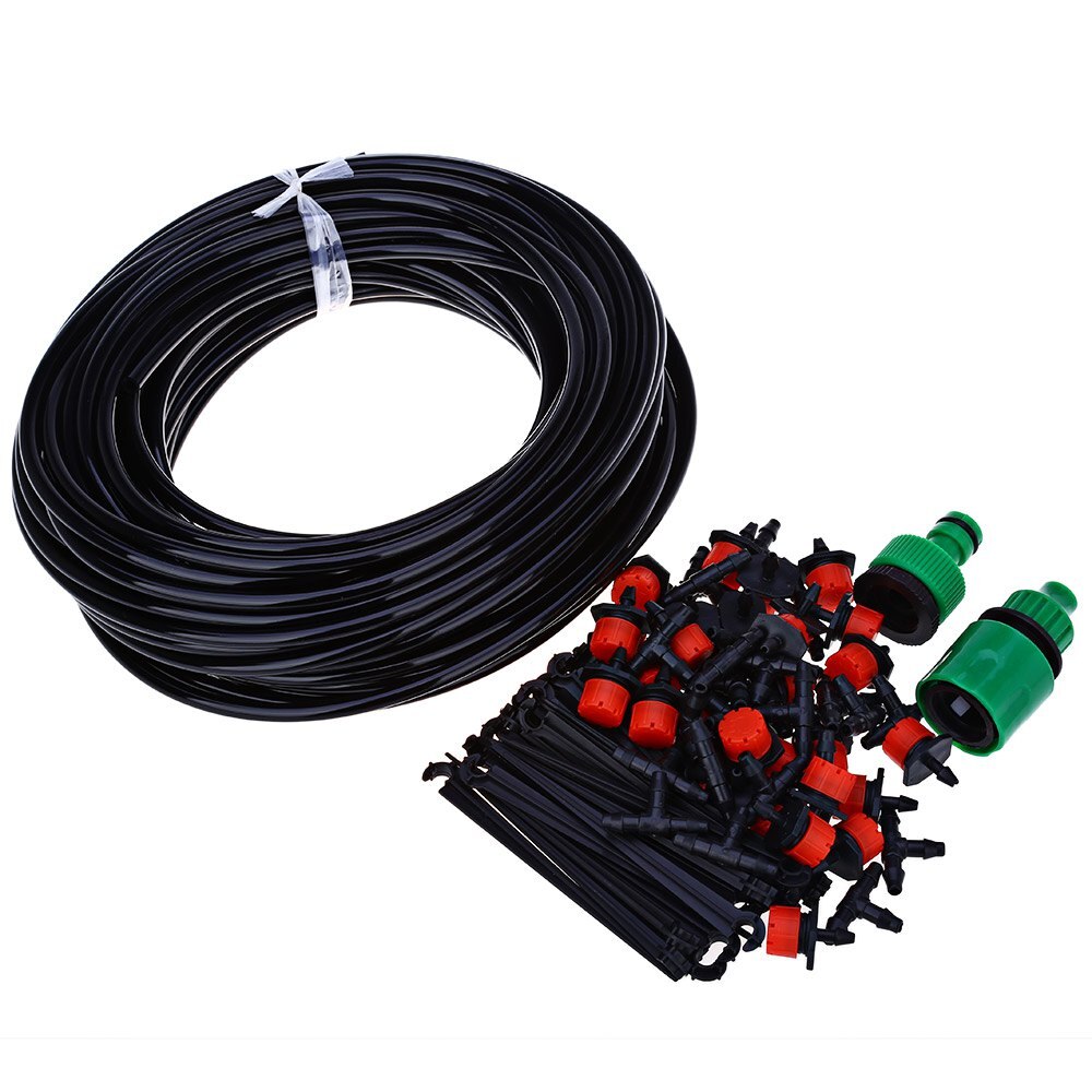 25m DIY Micro Drip Irrigation System Plant Self Automatic Watering Timer Garden Hose Kits With Adjustable Dripper: Hose Set
