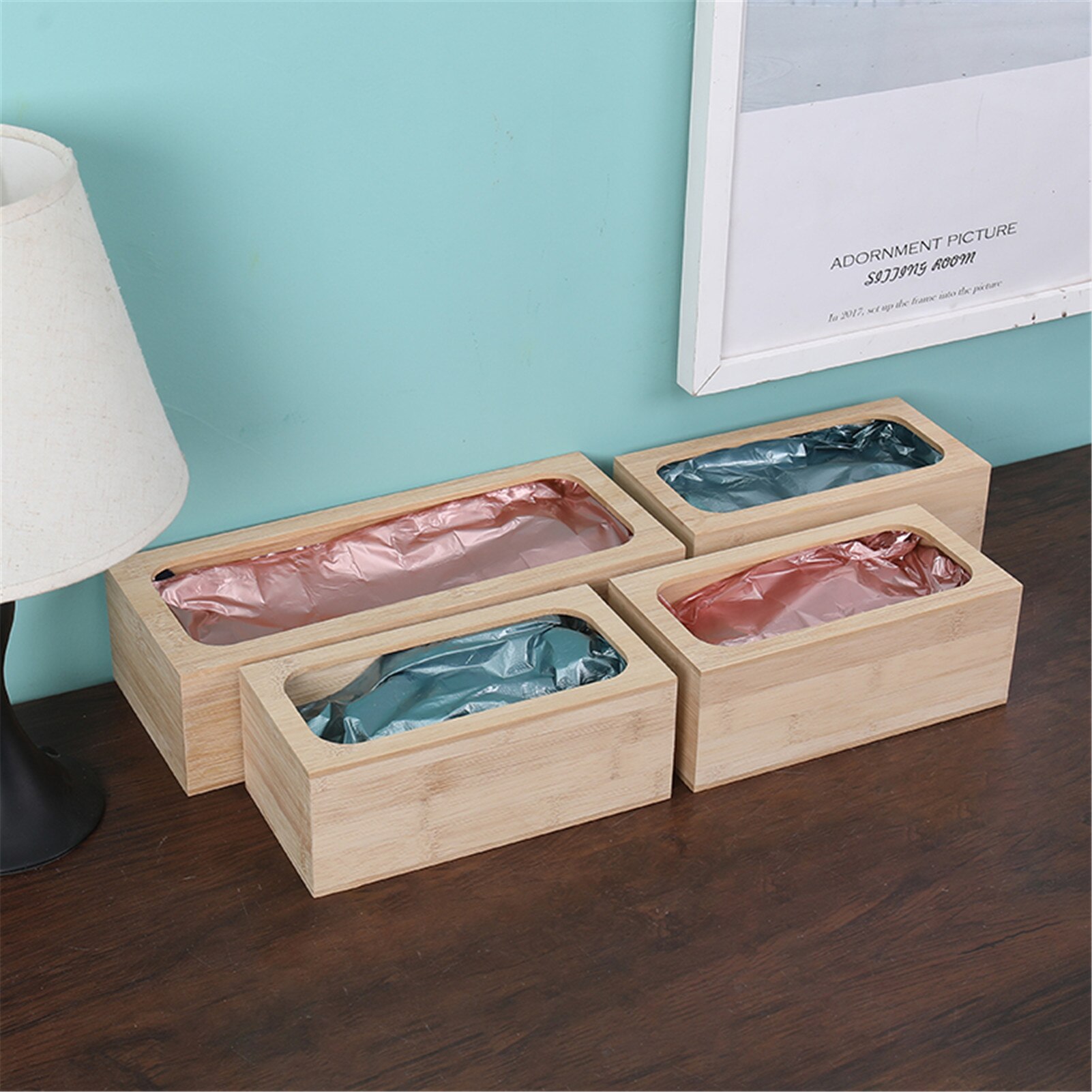 4 Stuks Houten Keuken Lade Organizer Ziplock Zak Lade Organizer Keuken Lade Organizer Houders Dispenser