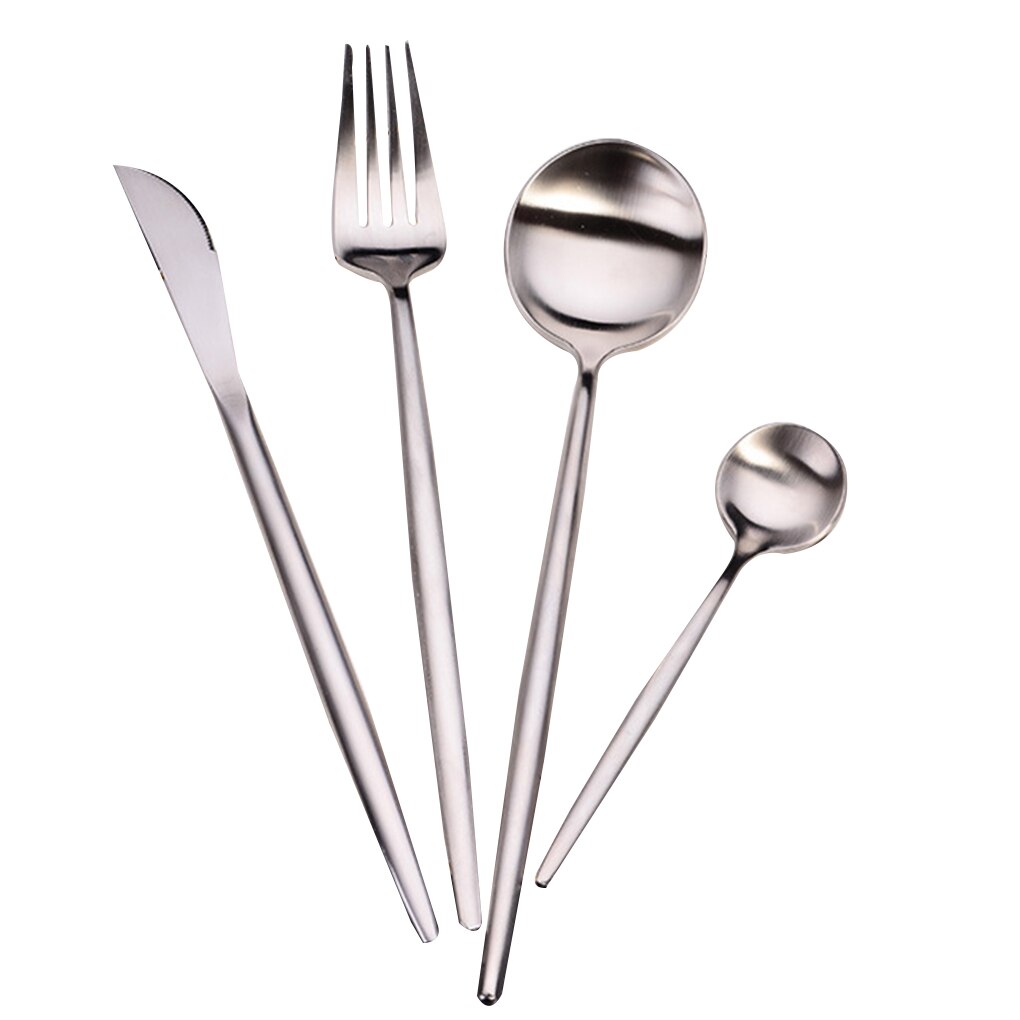 4 pièces plaqué Portugal cuillère fourchette cuillère à café ensembles 304 acier inoxydable style occidental nourriture vaisselle couverts: 11