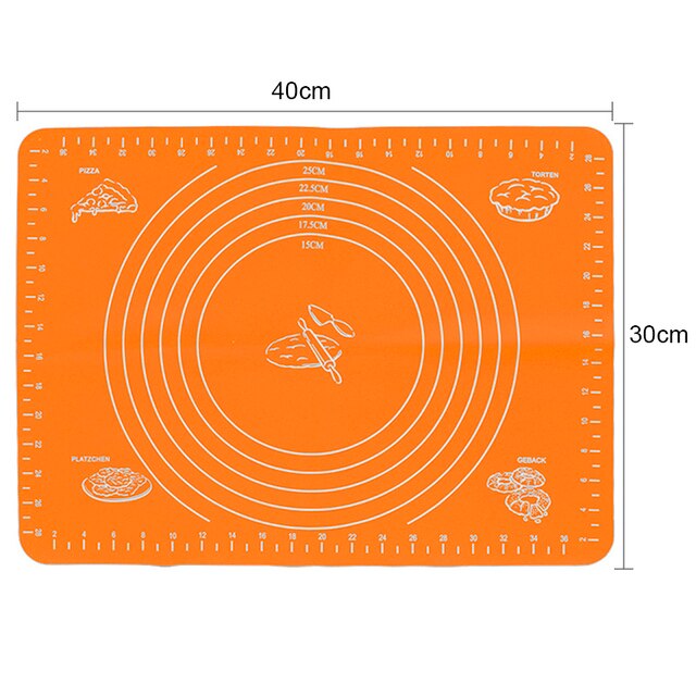 45x60cm Non-Stick Silicone Pad Baking Sheet Cupcake Dessert Soap Rolling Kneading Mat Baking Mat Scale Pastry Fondant Mat Tools: Orange