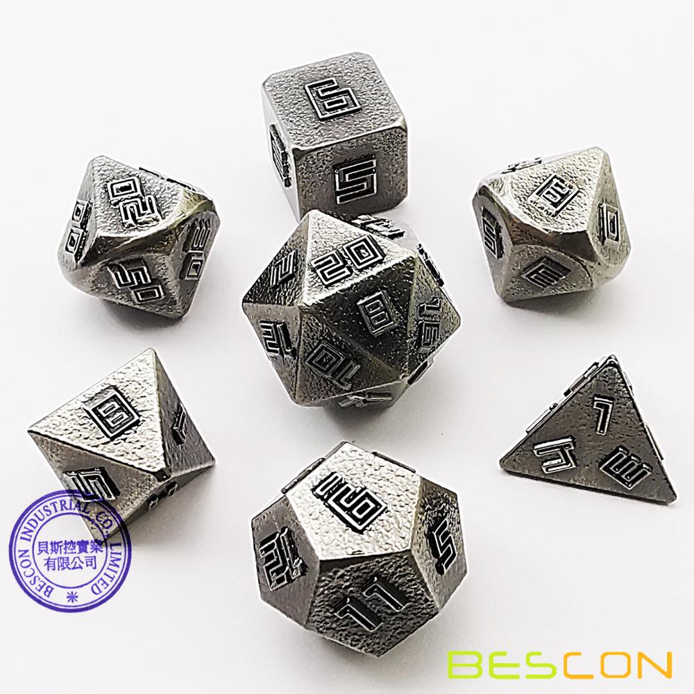 Bescon Koper-Erts Lode Solide Metalen Dobbelstenen Set, ruwe Metalen Polyhedral D & D Rpg 7-Dobbelstenen Set: Nickle-Ore Set