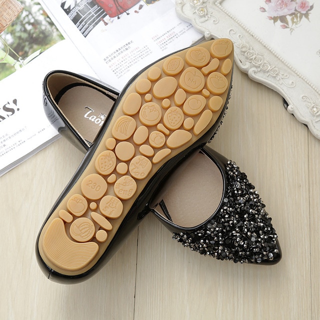 Kvinder ballet sko fritid spring spids ballerina bling rhinestone flats sko prinsesse skinnende krystal bryllup sko