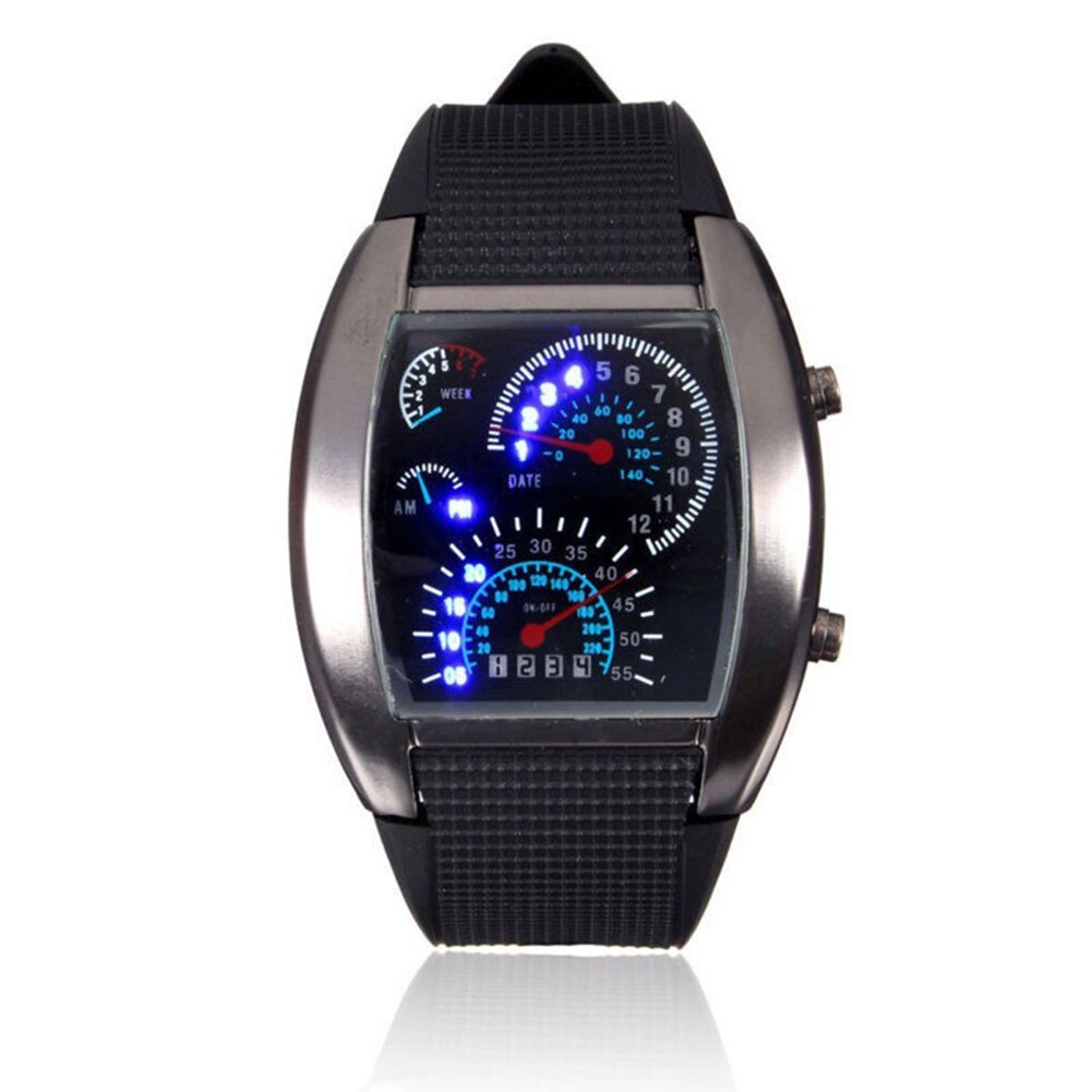 Heren led sport rubberen band digitale week datum dashboard patroon wijzerplaat horloge
