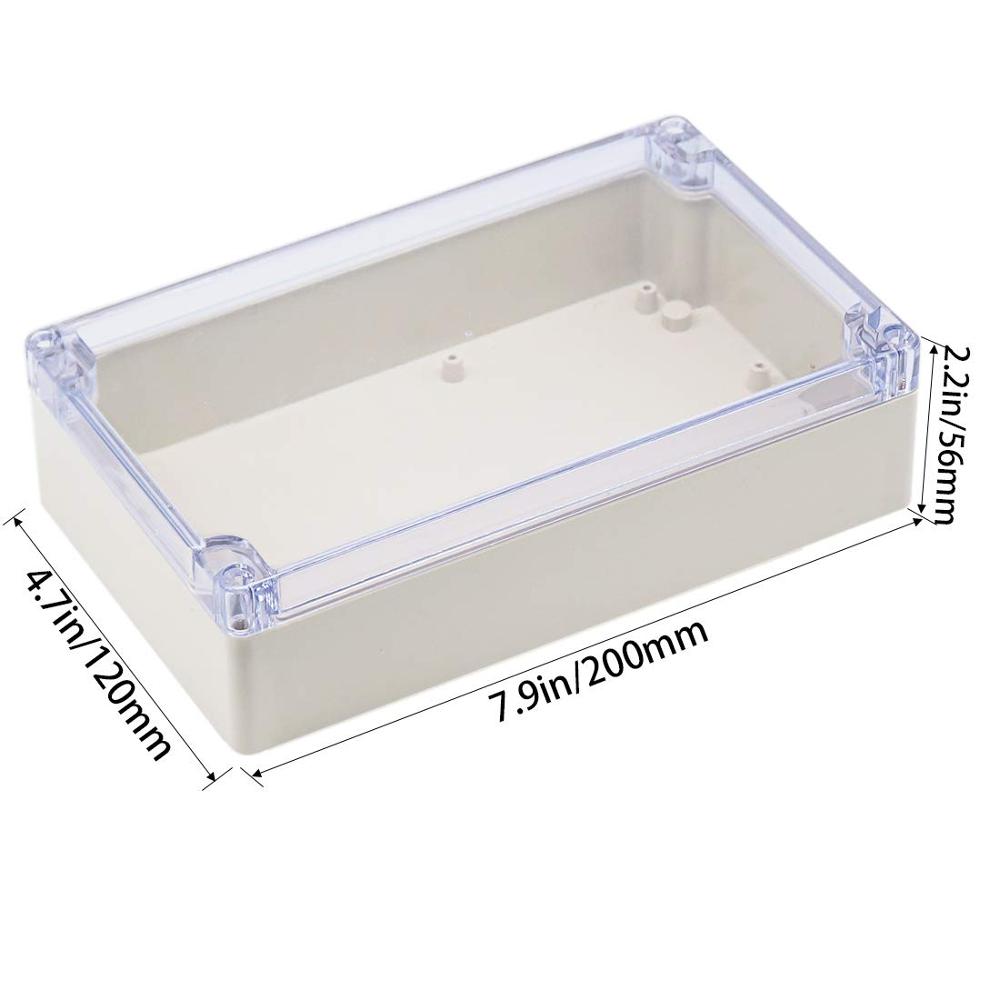 Waterproof Transparent PC Clear Cover Enclosure Plastic Box Electronic Project Case Instrument Electrical Junction Box Housing: 200x120x56