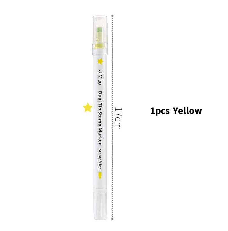 1/6pcs Dual Tips Stamp Marker Pen Set Color Line Highlighter Spot Liner for Drawing Paint Art Office School F7277: WHITE