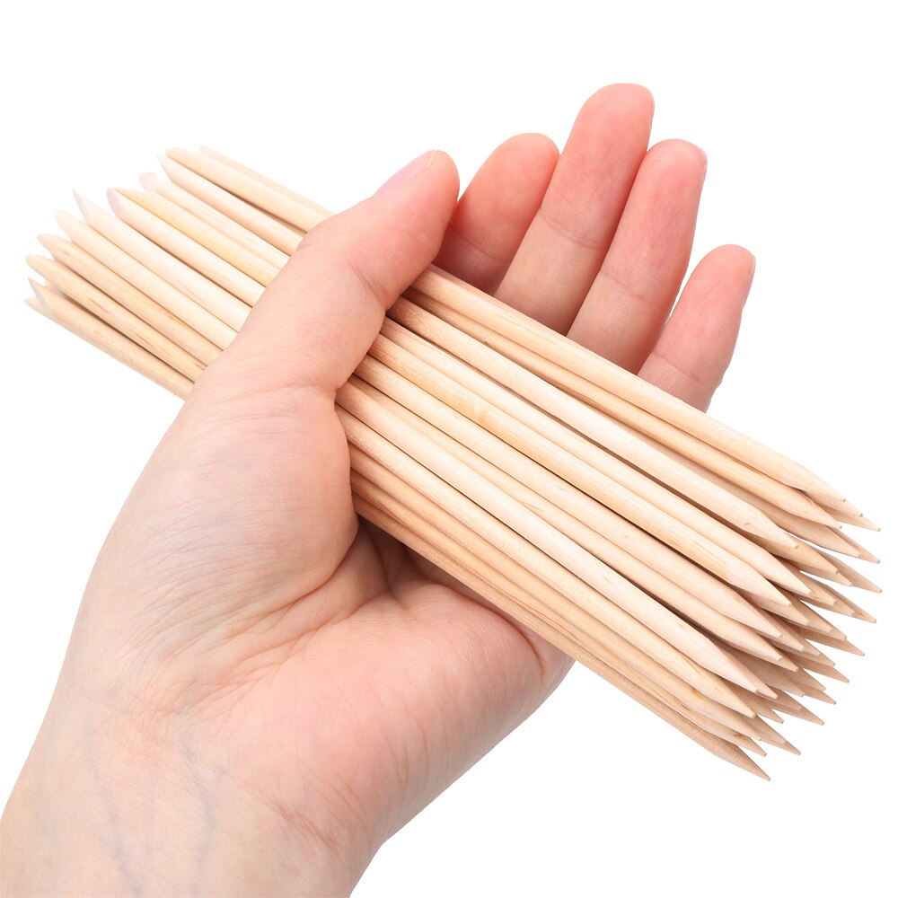 10/30/50/100Pcs Exfoliating Wood Stick Cuticle Remover Orange Dual-ended Nail Art Designs Manicure Pedicure Pusher Nail Tool