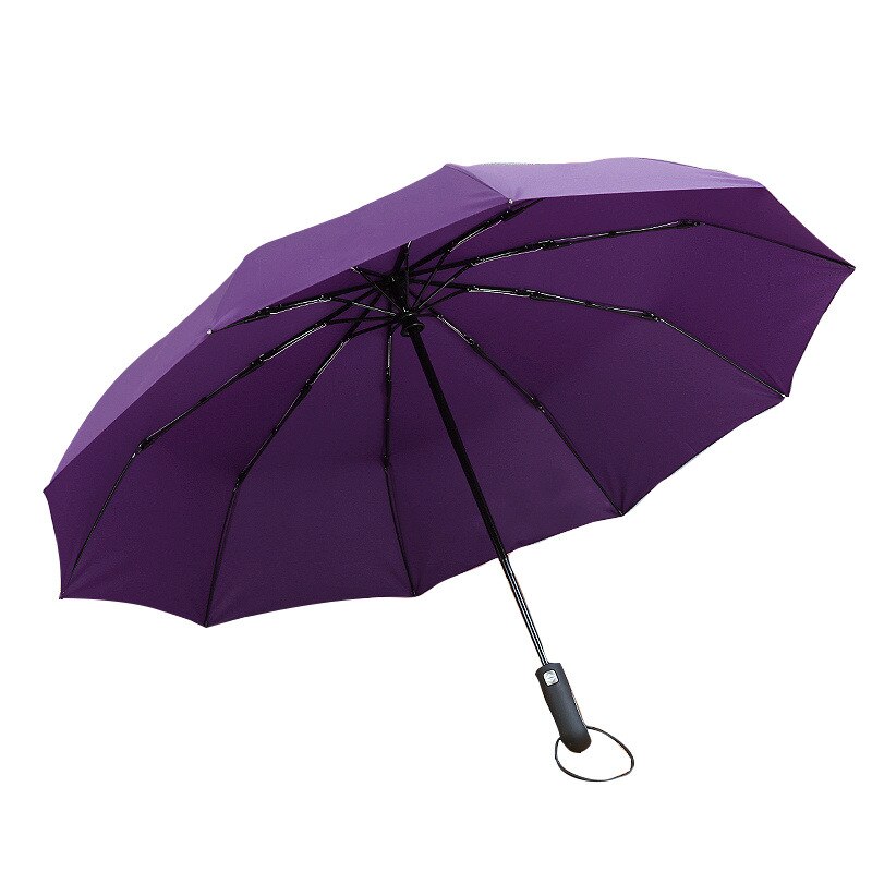 Paraguas plegable automático superresistente al viento para hombre, paraguas de negocios, automático, de plástico negro, color thre: Púrpura