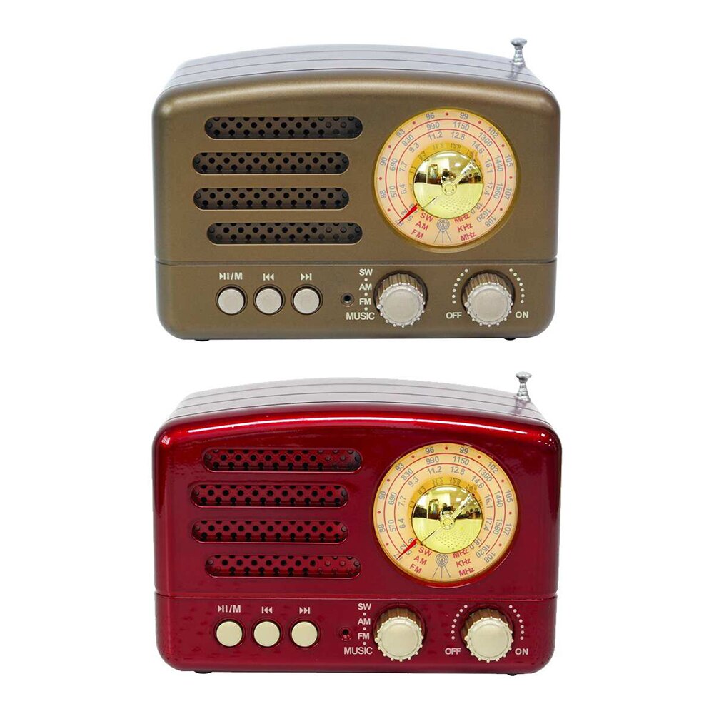 1PCs Red/Coffee Portable Vintage Retro Radio Bluet... – Grandado