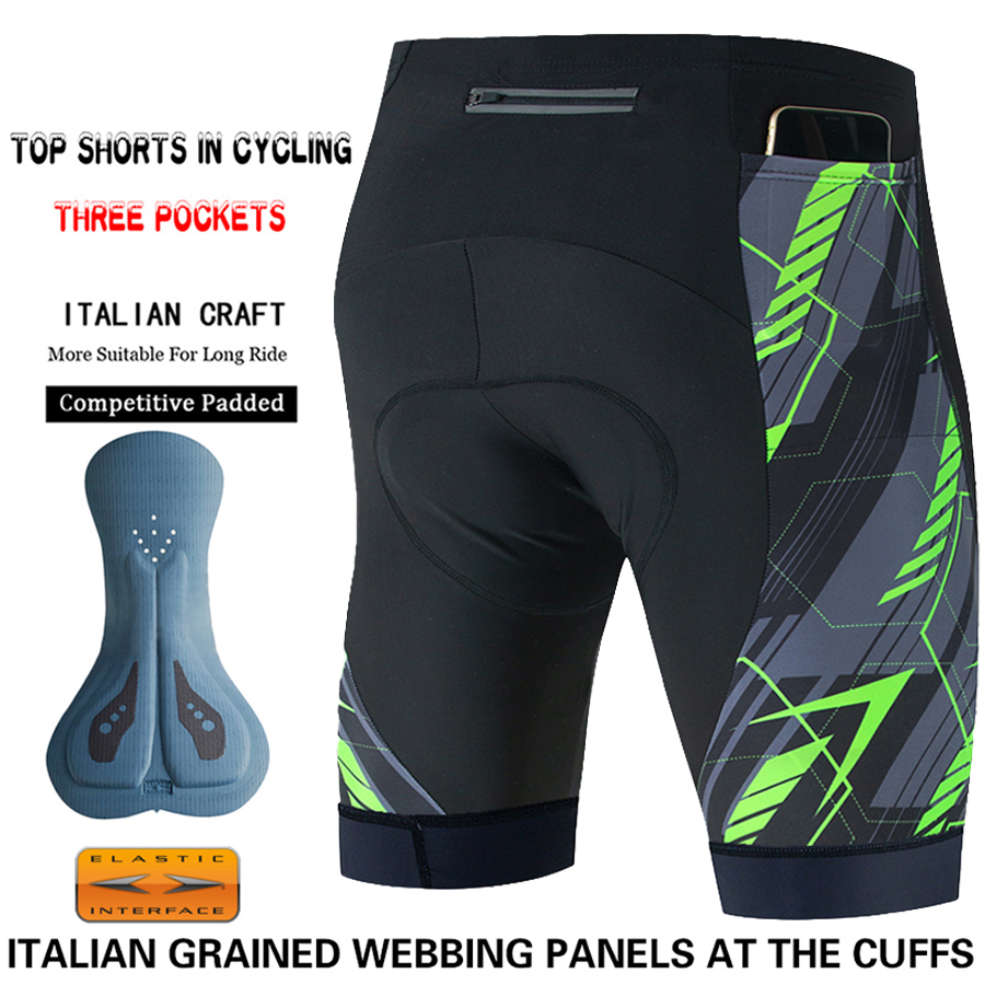 Herrecykelshorts med 3 lommer, mtb, mountainbike-tights, cykeltøj, cykelbukser, pad-outfit, langdistance-shorts til mænd, 6 timer