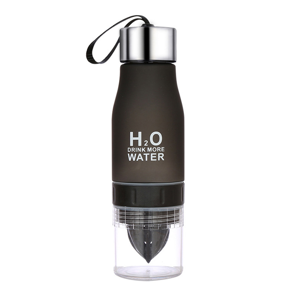 650ml vattenflaska plast frukt infusionsflaska infusionsanordning dryck utomhussport camping bergsklättring juice citron bärbar: Svart