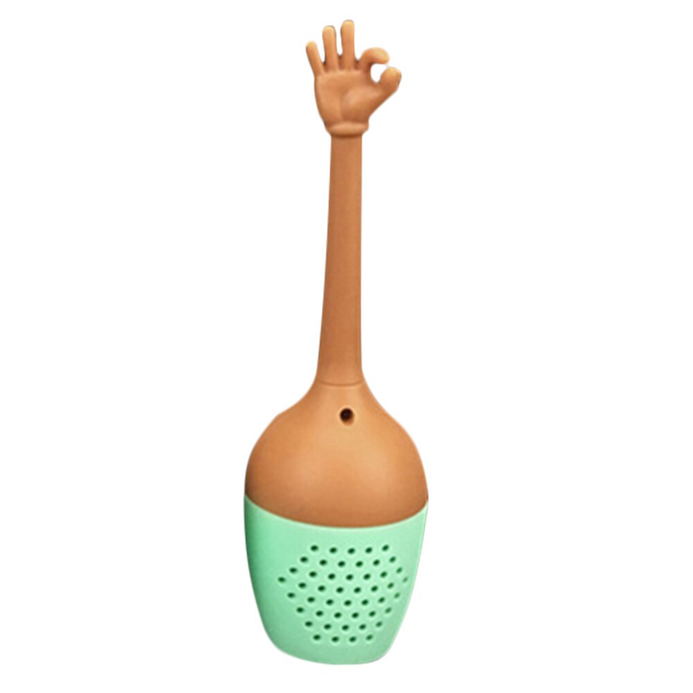 Herbruikbare Siliconen Thee-ei Hand Signaal Shaped Grappig Kruidenthee Bag Herbruikbare Koffie Filter Diffuser Zeef Thee Accessoires: Bruin
